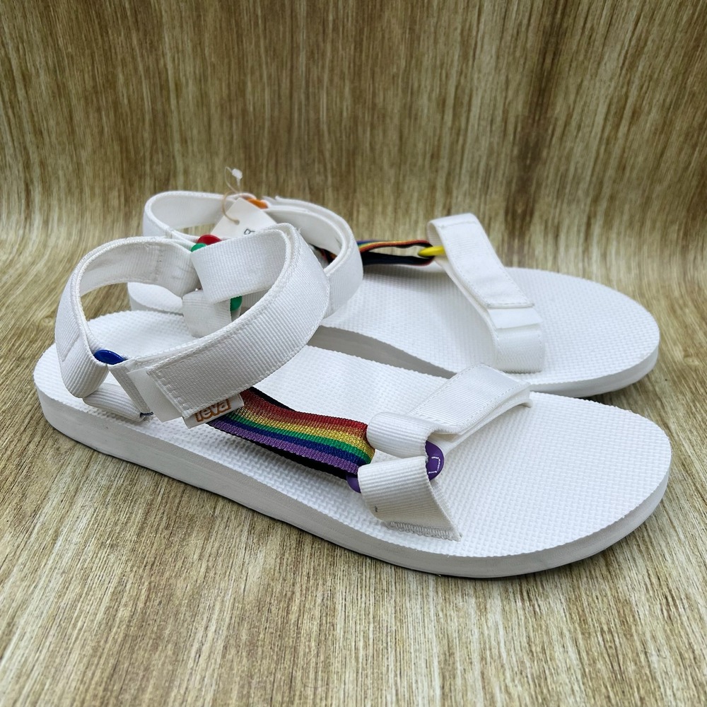 Teva Original Universal Rainbow Pride Sandals White Men's Size 10‎ Strappy NEW